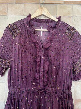 Free People "Rare Feelings" Maxi Dress Maron Burgundy Size M